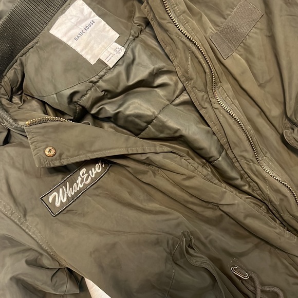 Warm army green knee length jacket - Picture 5 of 10